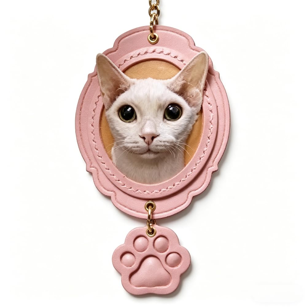 Handmade Stereo Relief Pet Portrait Leather Carving Pendant (Double Pets)