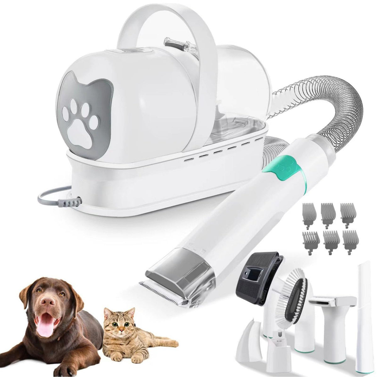 Dog Grooming Kit, 13000Pa Strong Pet Grooming Vacuum, 1L Dust Cup Dog Brush Vacuum With 6 Pet Grooming Tools For Dogs Cats Shedding Grooming