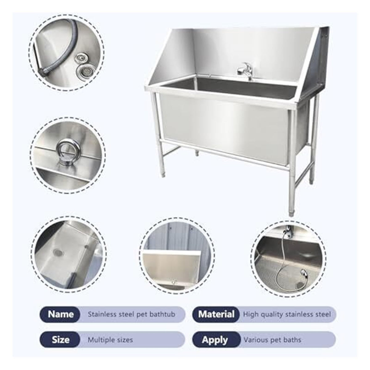 inless Steel Dog Bathing Tub - Deep Pet Washing t, 30cm Deep, 100cm Long - Perfect for Grooming Dogs & Pets at Home or Pool - & Easy to Clean