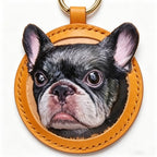 Handmade Stereo Relief Pet Portrait Leather Carving Pendant (Double Pets)