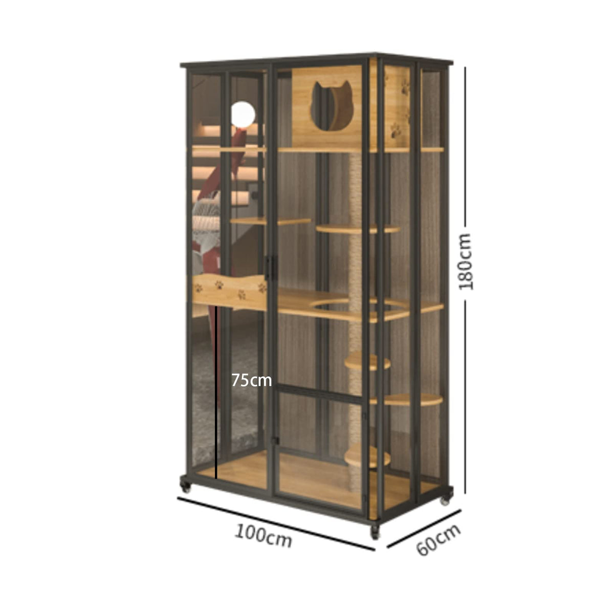 Cat Cage Cat cage cat Villa Glass Super Large Space Litter Cabinet Three-Story Household Indoor (A) Pet House
