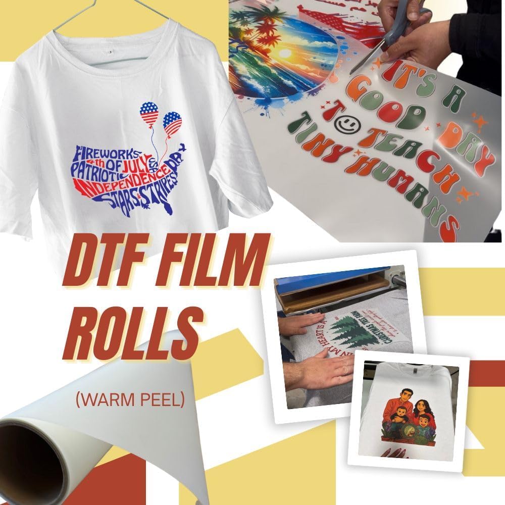 20 DTF Transfer Film Rolls (Hot Peel) 24""x 328ft Double-Sided Clear PET Heat Transfer Paper for Direct-to-Film Printing 24-inch DTF Film Roll Compatible with All DTF Printers for T-Shirts Textile