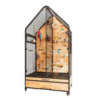 Bird Cage Birdcage Bird Villa Partitionable Three-Sided Ventilation Pull-Out Tray Storage Drawer Glass Door Pet Supplies(Small)
