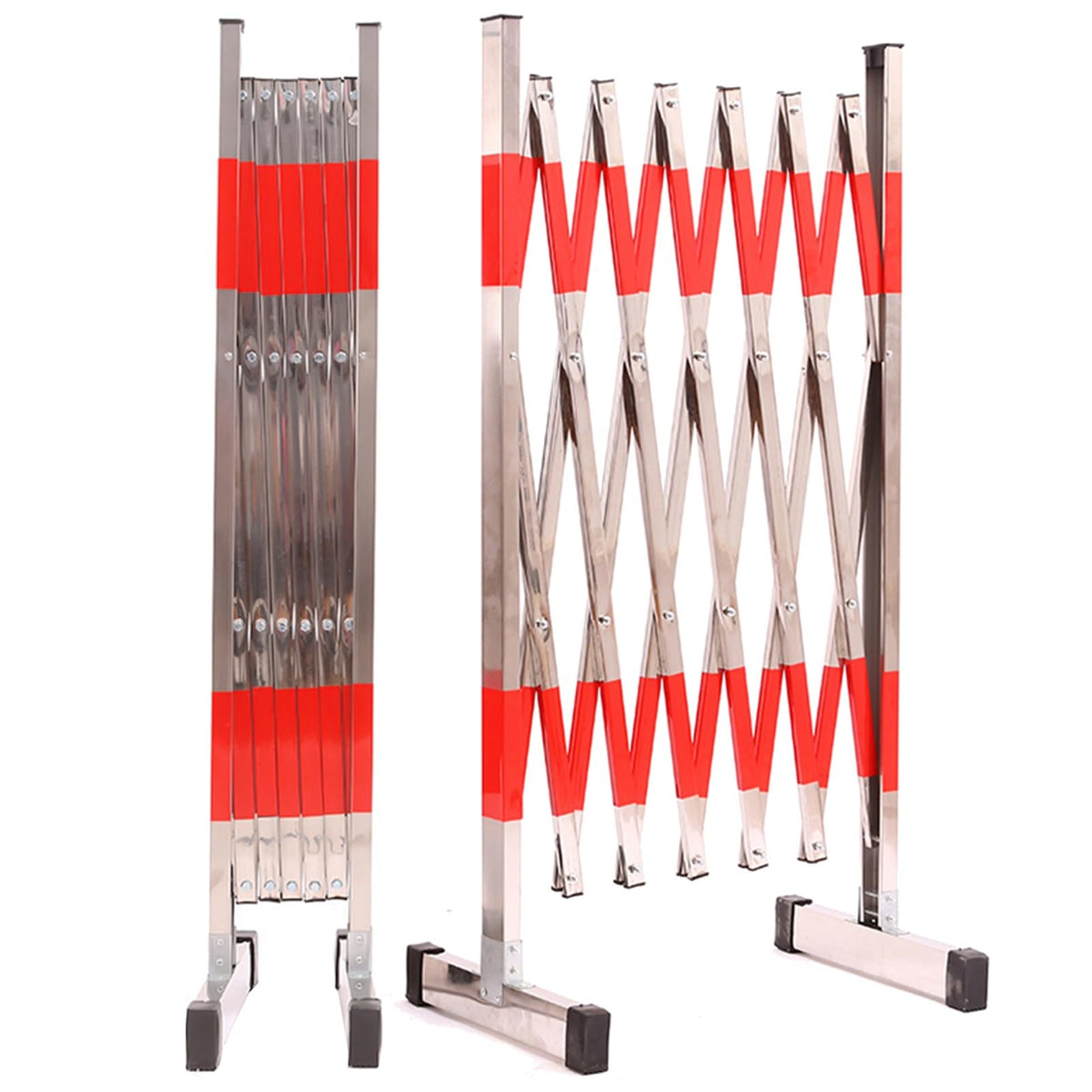 Barriers, Expandable Metal Barricade Safety Barrier Gate Flexible Stainless Steel Outdoor Driveway Garage Door School Farmland Closed Barricade Gate Adjustable Traffic,59.06x78.75in