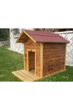 SODEF Large Wooden Dog House Kennel Varnished Wood Finish Outdoor Pet Shelter, Durable & Weather Resistant - Varnished Wood