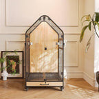 Bird Cage Birdcage Bird Villa Partitionable Three-Sided Ventilation Pull-Out Tray Storage Drawer Glass Door Pet Supplies(Small)