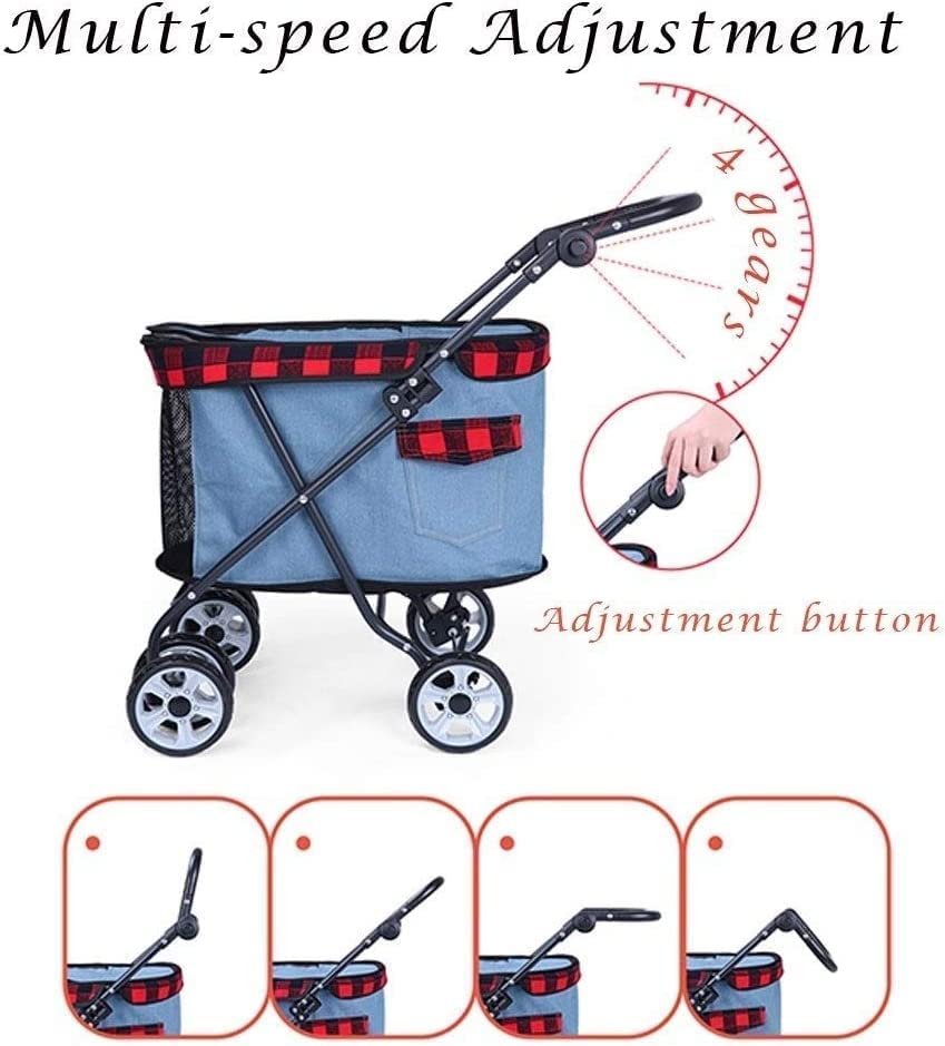 Pet Strollers for Small Dogs Lightweight Dog Pram Stroller 360° Smooth Front Wheel Cat Stroller with Wheels (Dark Blue) (Dark Blue)