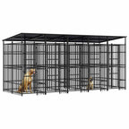 Large Dog Kennel - Outdoor Steel Playpen with Roof & Gate