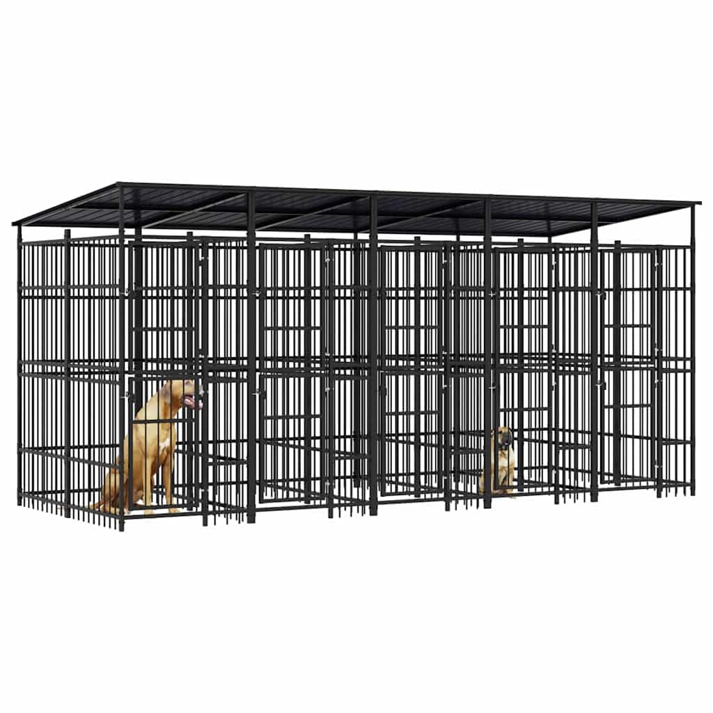 Outdoor Steel Dog Kennel Playpen Run with Roof 99.2 sq ft