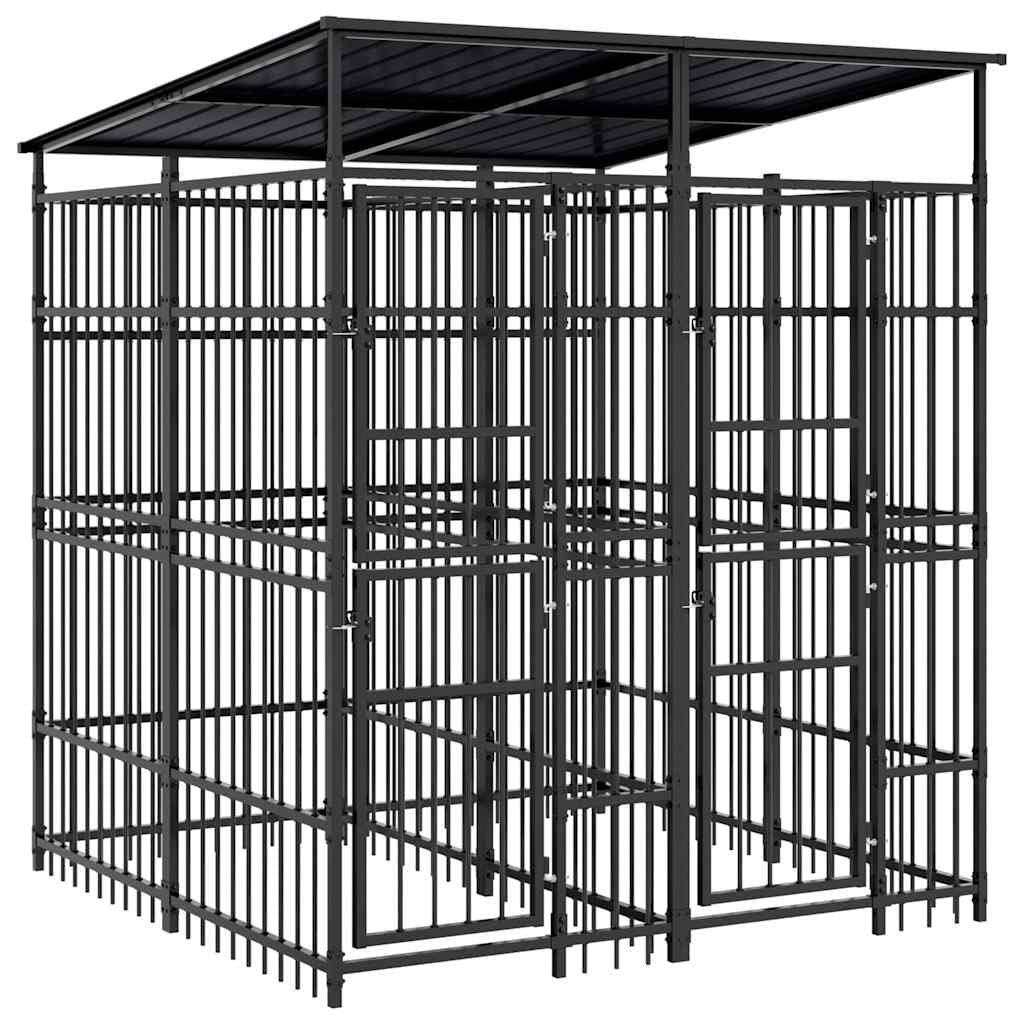 Heavy Duty Outdoor Dog Kennel Steel Playpen 189x75.6x78.7 in
