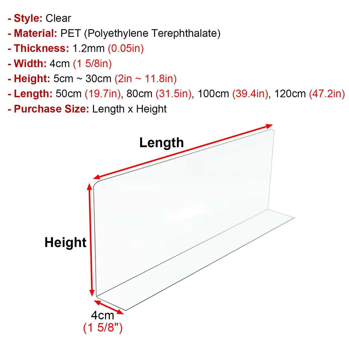 L-Shaped Under Couch Blocker for Pets/Toys/Cats, 8 Pack Adjustable Stair Gap Blockers, Clear Plastic Bed Bottom Guards with Adhesives(100x25 cm (39x9.8 in))