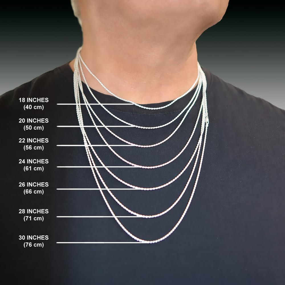 3 Sizes Plain Sterling Silver Dog Tag Necklace for Men & Women Polished Finish Nickel Free Italy Available with or Without Chain