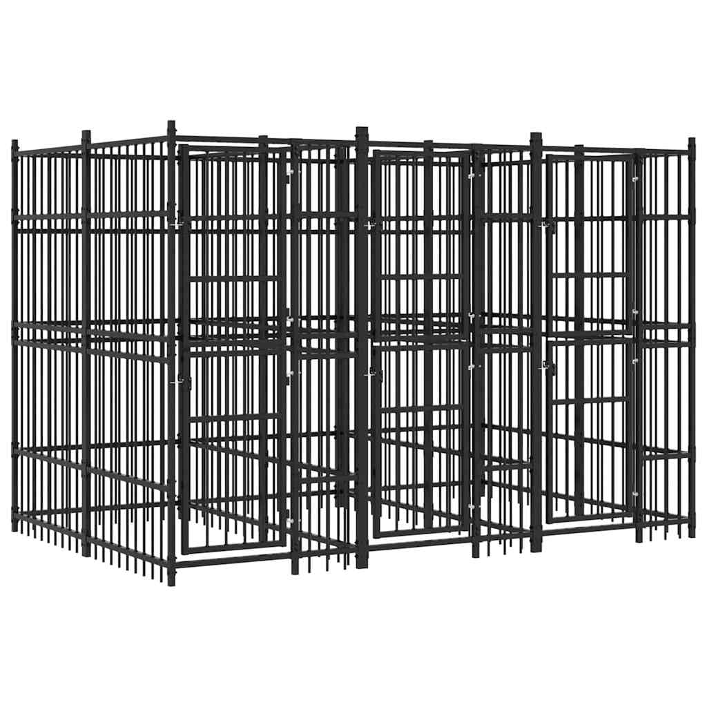 vidaXL Outdoor Dog Kennel Steel 198.4 ft²