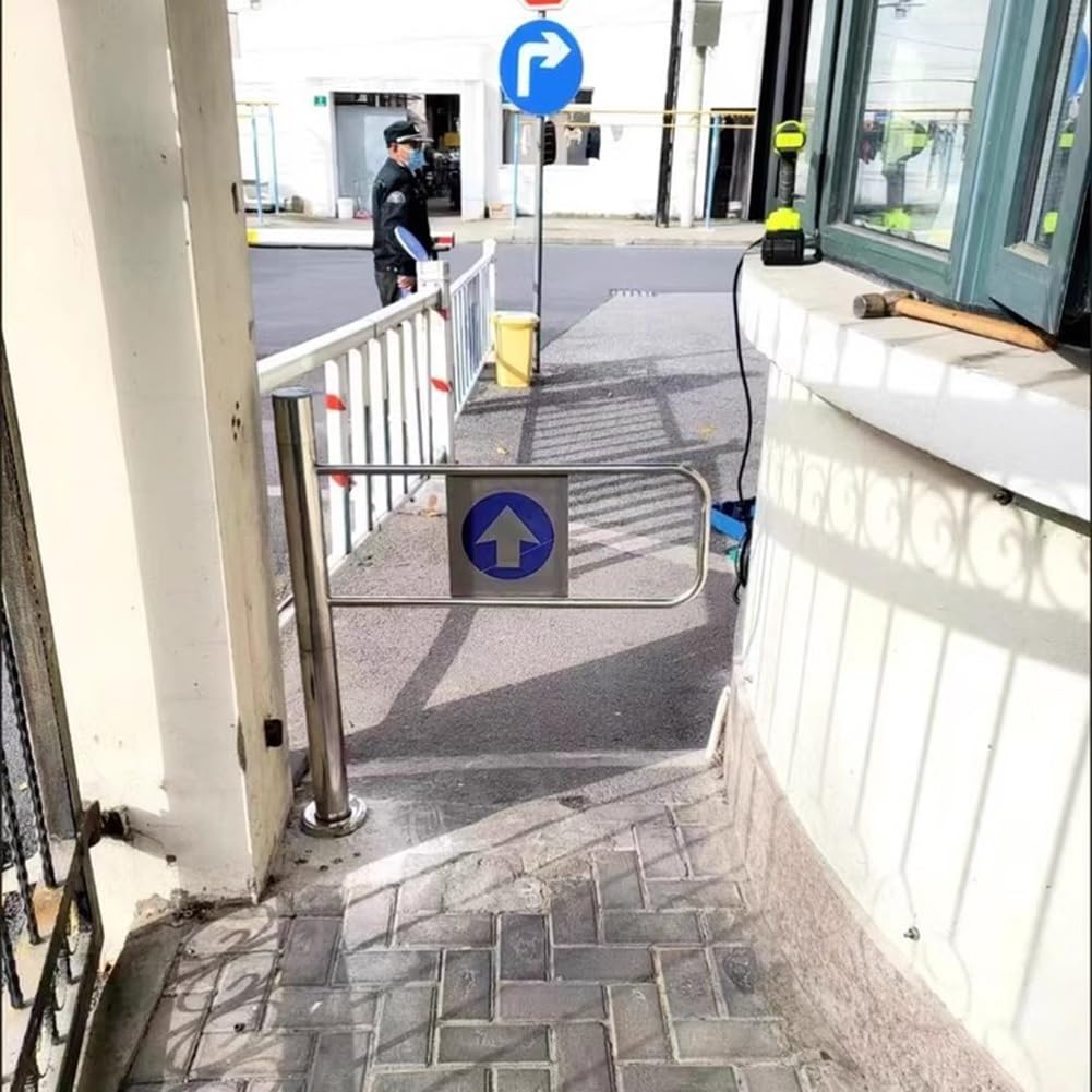 Universal Metal Swing Safety Gate - Automatic Entry for Markets & Warehouses - Silver, 100x97cm - Secure Access, Enhanced Safety & Durability for High Traffic Areas