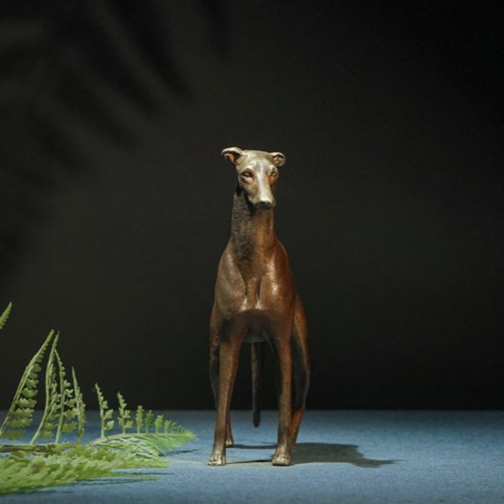 Handmade Brass Greyhound Statue Figurine, Creative Pet Dog Sculpture Home Office Living Room Study Porch Decor Craft Collection Ornament