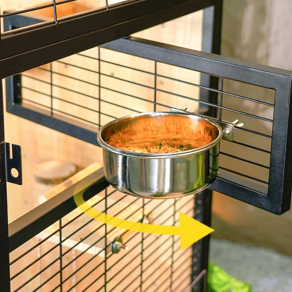 Bird Cage Birdcage Bird Villa Partitionable Three-Sided Ventilation Pull-Out Tray Storage Drawer Glass Door Pet Supplies(Small)