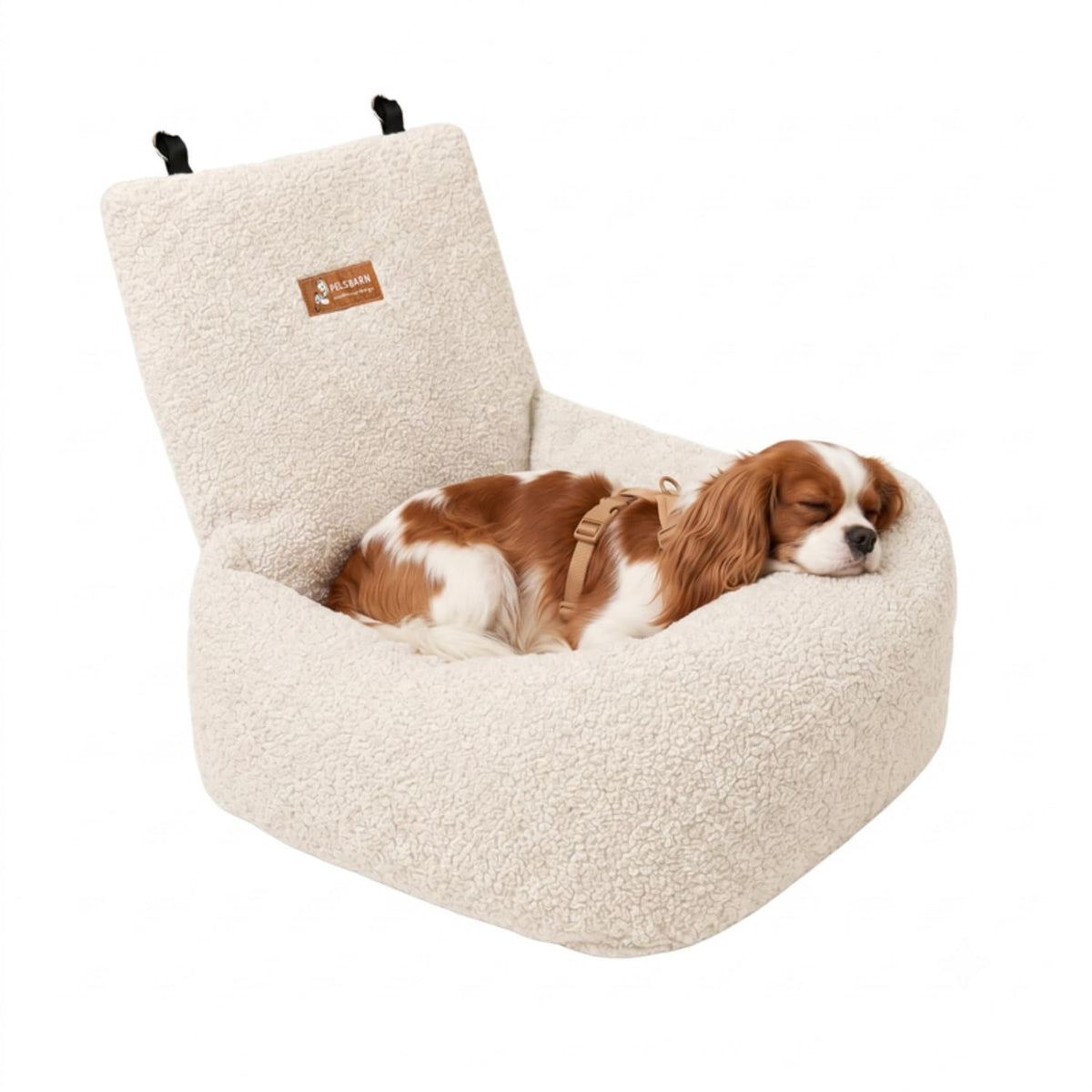Pelsbarn Teddy Dog Car Bed, Washable Bolster Travel Seat, Small, Gray