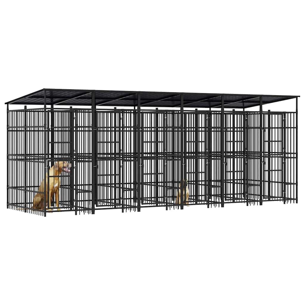 Steel Outdoor Dog Kennel with Roof 119 ft²