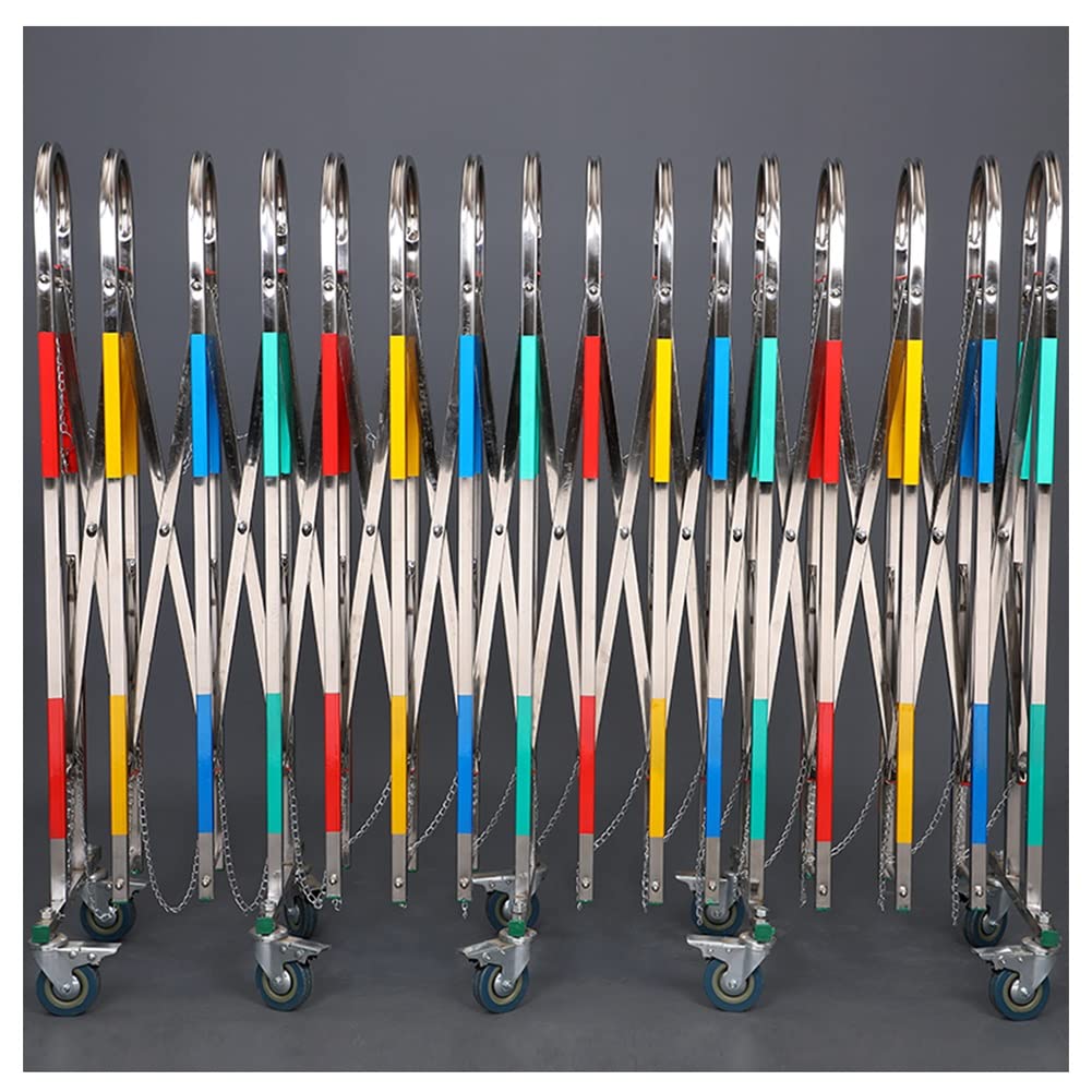 Barriers, Expandable Stainless Steel Safety Barrier Gate with Casters Easily Assembled,Multicolor-1.5x8m