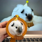Handmade Stereo Relief Pet Portrait Leather Carving Pendant (Double Pets)