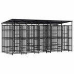 Large Dog Kennel - Outdoor Steel Playpen with Roof & Gate