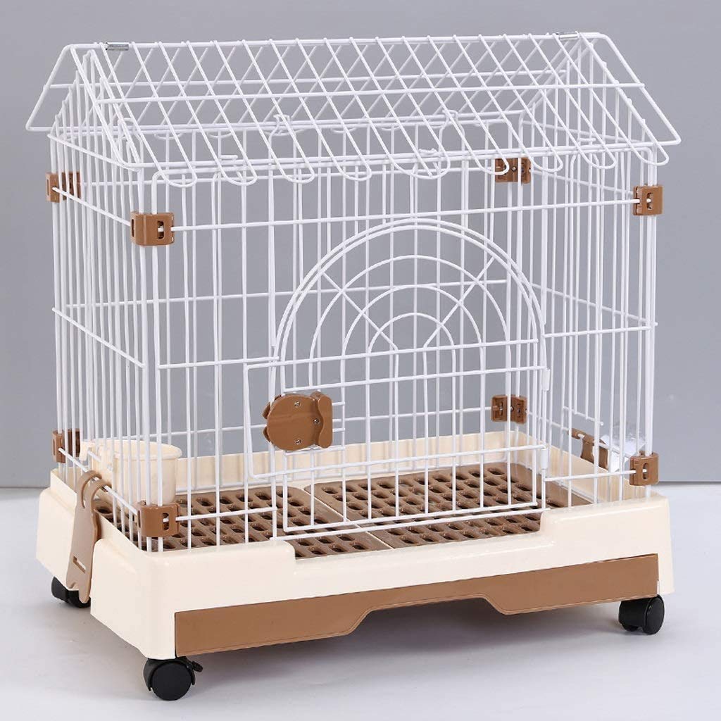 pet Crate Dog Cage from Small to Large, Durable Dog Crate Dog Kennel Metal Wire Single Door Folding Pet Animal Pet Cage for Crate Training, Travel (Color : M)