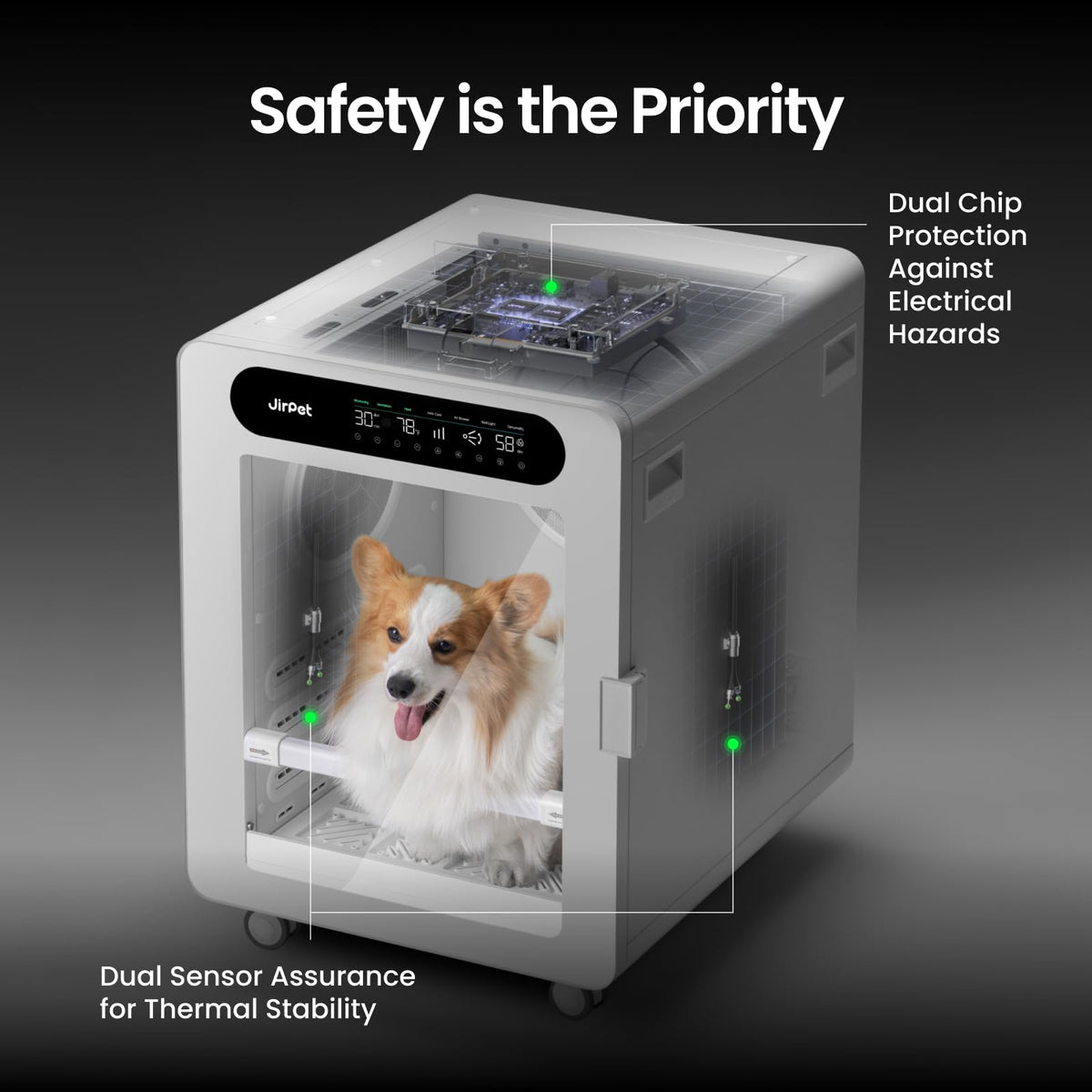 Pet Dryer Box, 170L Professional Dryer Cabin with Multi-Layer Safety