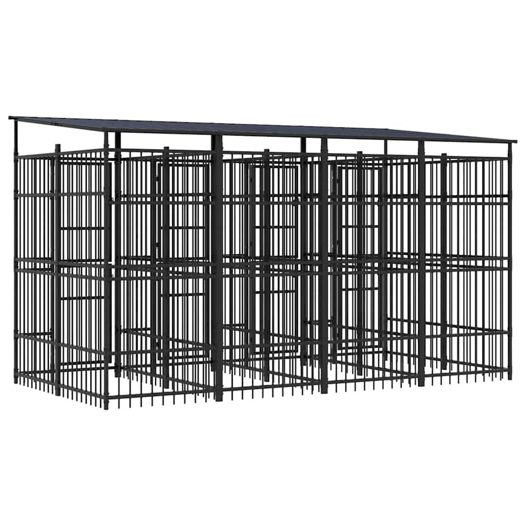 Dog Kennel, Powder-Coated Steel Playpen, Lockable Door, Black