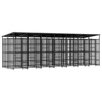 Steel Outdoor Dog Kennel with Lockable Latch, Powder-Coated Steel Dog Enclosure for Playing, Exercising, and Training