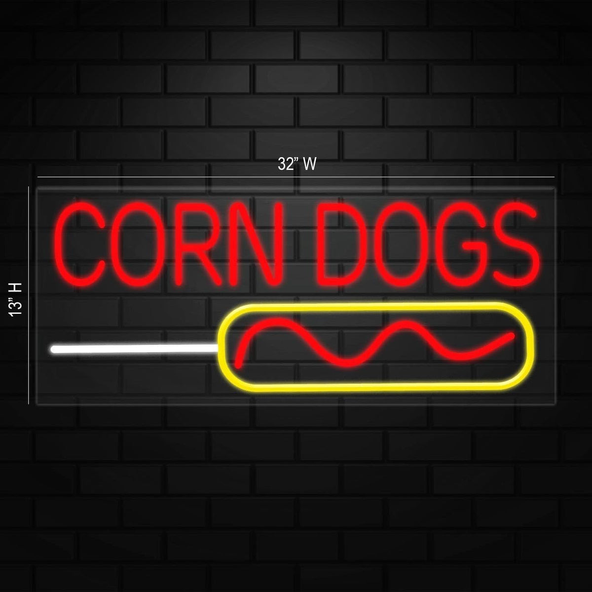Corn Dogs Neon Sign for Retail Displays | Value priced LED Flex Neon | Electronic Light Up LED Sign for Windows/Walls | 32"W x 13"H x 1"D