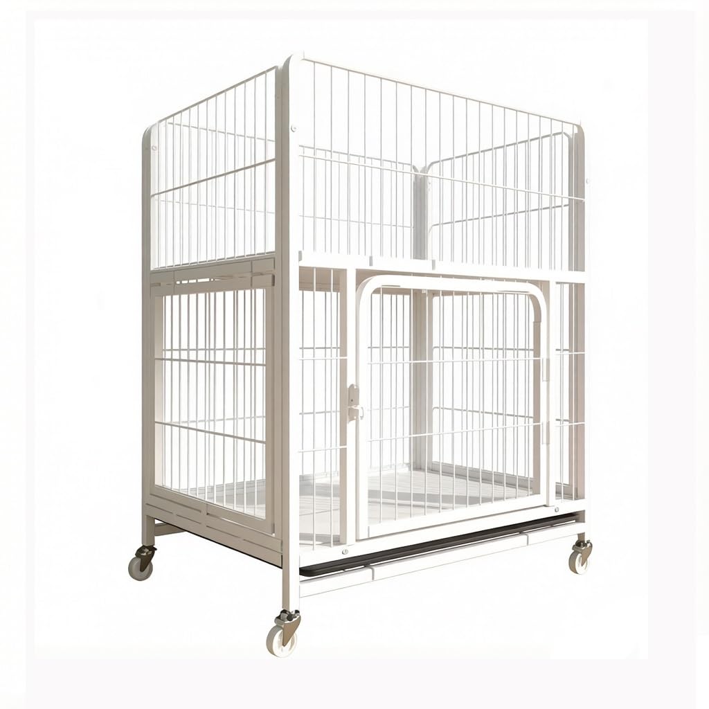 Luxury Pet House Cat Cage with Litter Box Multi Opening Rolling Cat Condo for Home Use(Gold,Large)