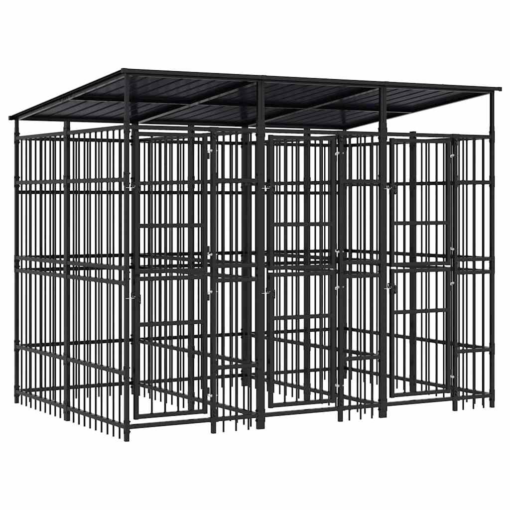 Steel Outdoor Dog Kennel with Roof 119 ft²