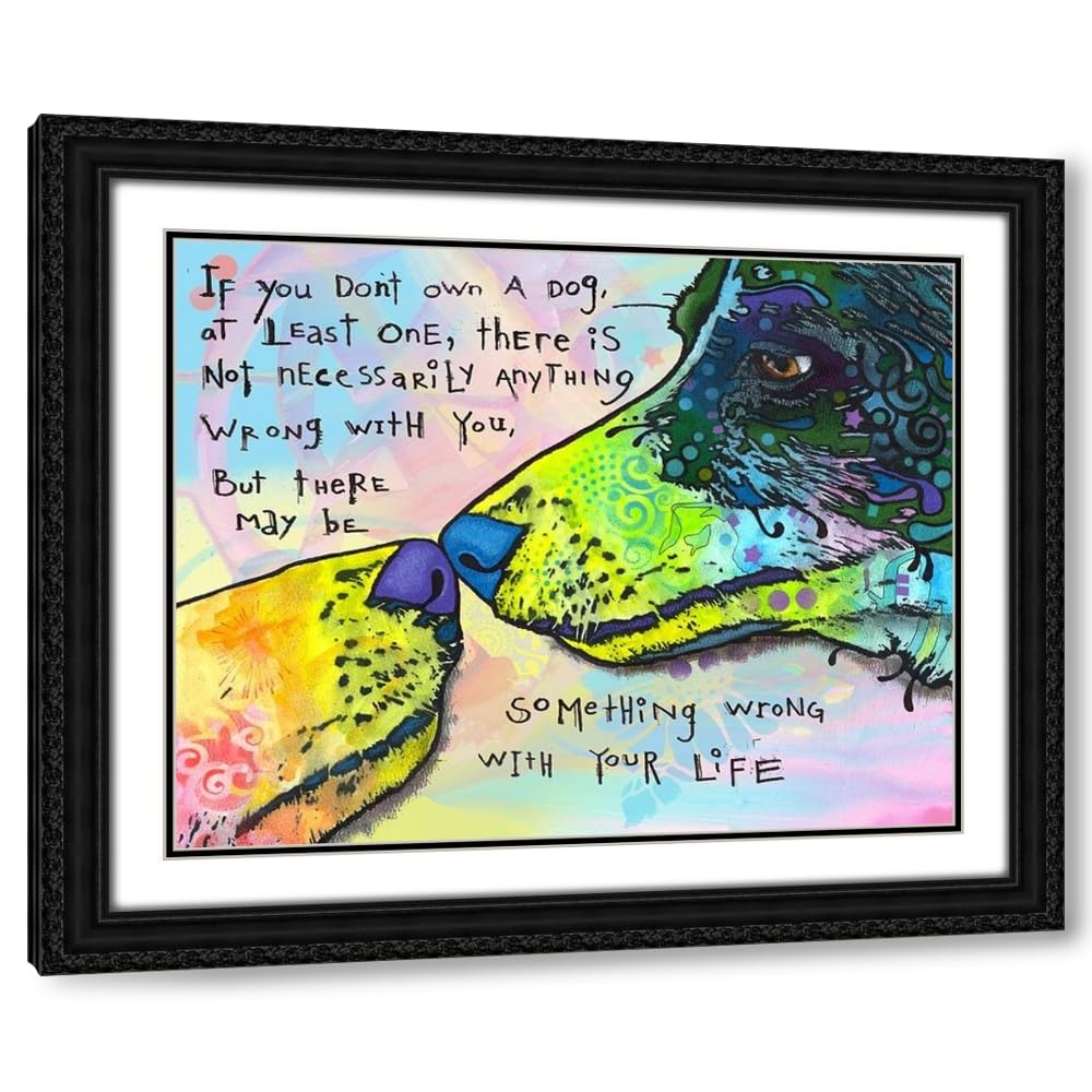 ArtDirect of Life and Dog 24x20 Black Ornate Wood Framed with Double Matting Museum Art Print by Dean Russo Collection