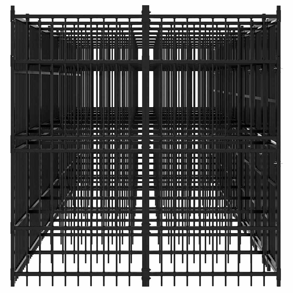 Steel Outdoor Dog Kennel with Lockable Latch, Powder-Coated Steel Dog Enclosure for Playing, Exercising, and Training
