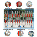 Metal Folding Safety Gate - Expandable Retractable Driveway Barrier with Wheels - Traffic Fence for Driveway & Garage - Quickly Block Off Any Area, Child & Pet Safety