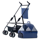 Dog Cats Stroller Folding Pet Cage Jogger Stroller, 4 Wheel Pet Stroller with Storage Pocket Weather Cover, Breathable and Visible Mesh for Small Dogs Suitable for Taking Pets for a Walk or Shopping