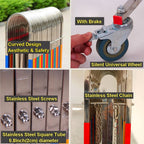 Metal Folding Safety Gate - Expandable Retractable Driveway Barrier with Wheels - Traffic Fence for Driveway & Garage - Quickly Block Off Any Area, Child & Pet Safety