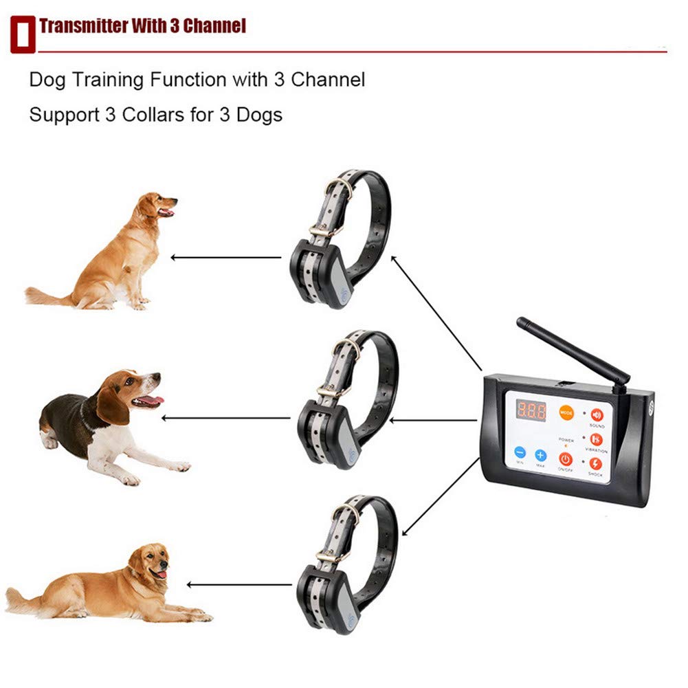2in1 Wireless Dog Fence Electric Pet Training Containment System, Safe Effective, Adjustable Control Range & Display Distance,for Small,Medium,Large Dogs with Waterproof Rechargeable Receiver Collars,