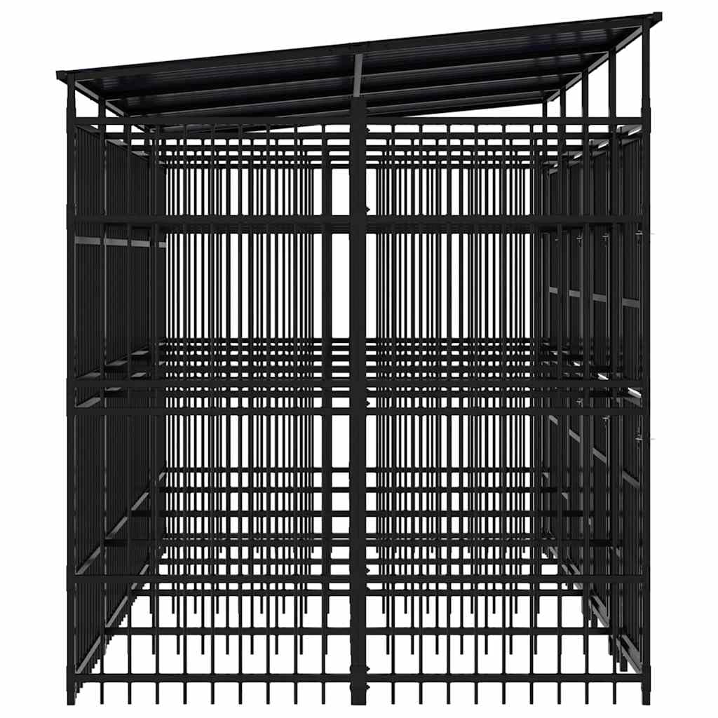 Dog Kennel, Powder-Coated Steel Playpen, Lockable Door, Black