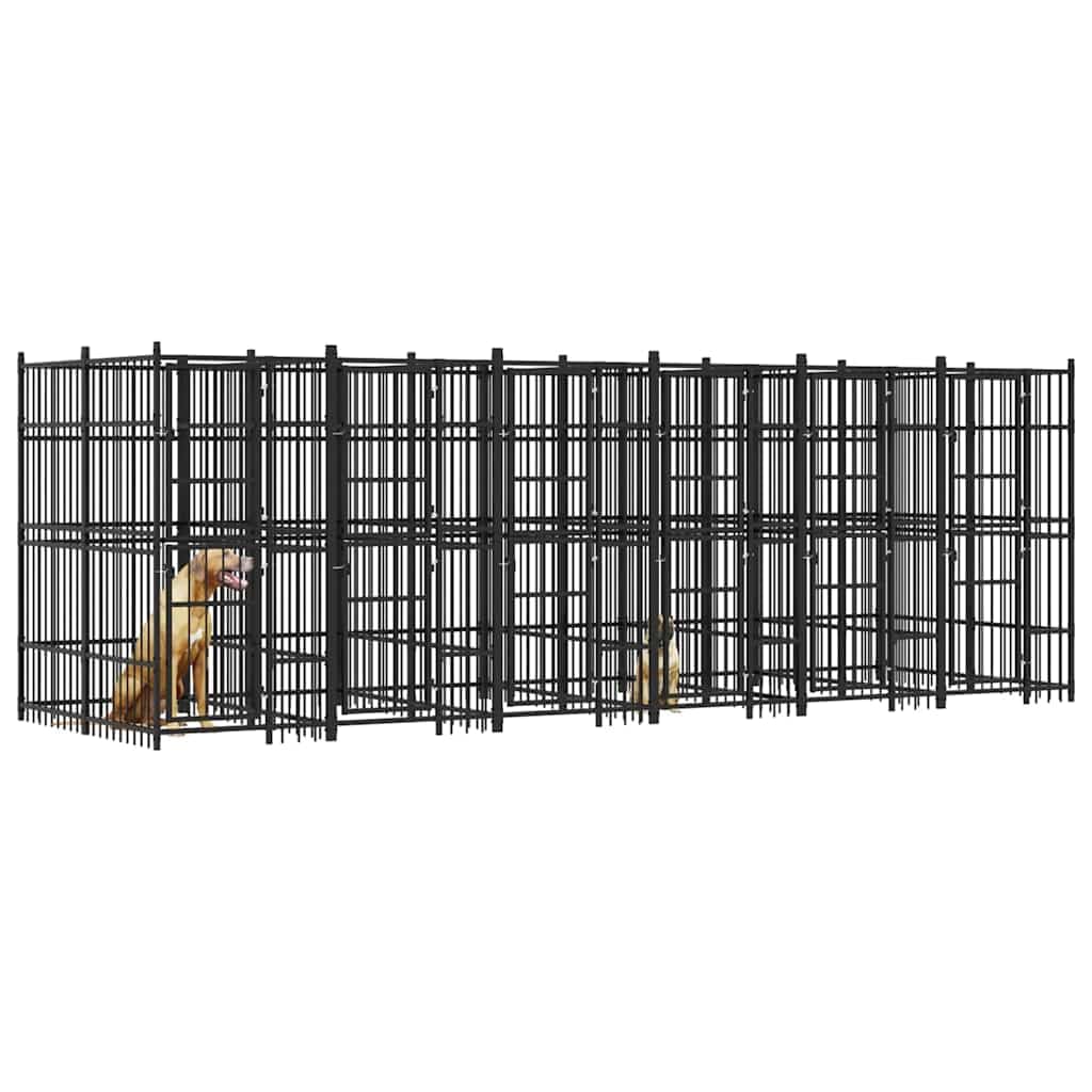 Dog Kennel, Powder-Coated Steel Playpen, Exercise Pen, Black