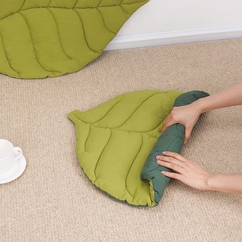 Cat Bed Mat Leaf Shape Soft Dog Bed Crate Pad Machine Washable Mattress Medium Small