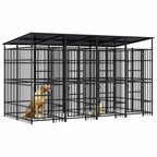 Dog Kennel, Powder-Coated Steel Playpen, Lockable Door, Black