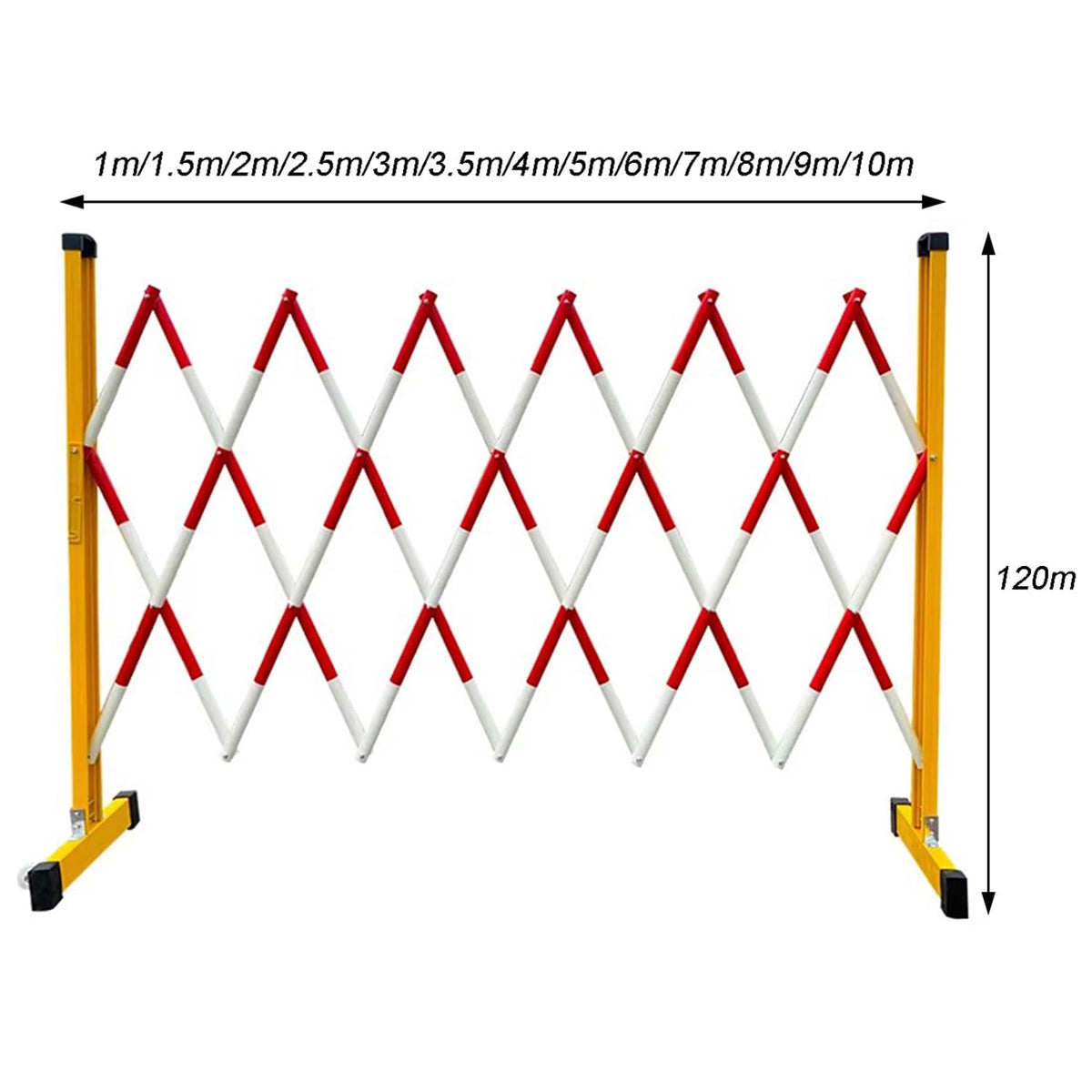 Portable Retractable Folding Barrier Mobile Scissor Gate Traffic Fence for Road Construction Durable Outdoor Safety Barrier - Easy Setup & Highly Visible,Red White-1.2x8m