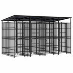 Dog Kennel, Powder-Coated Steel Playpen, Lockable Door, Black