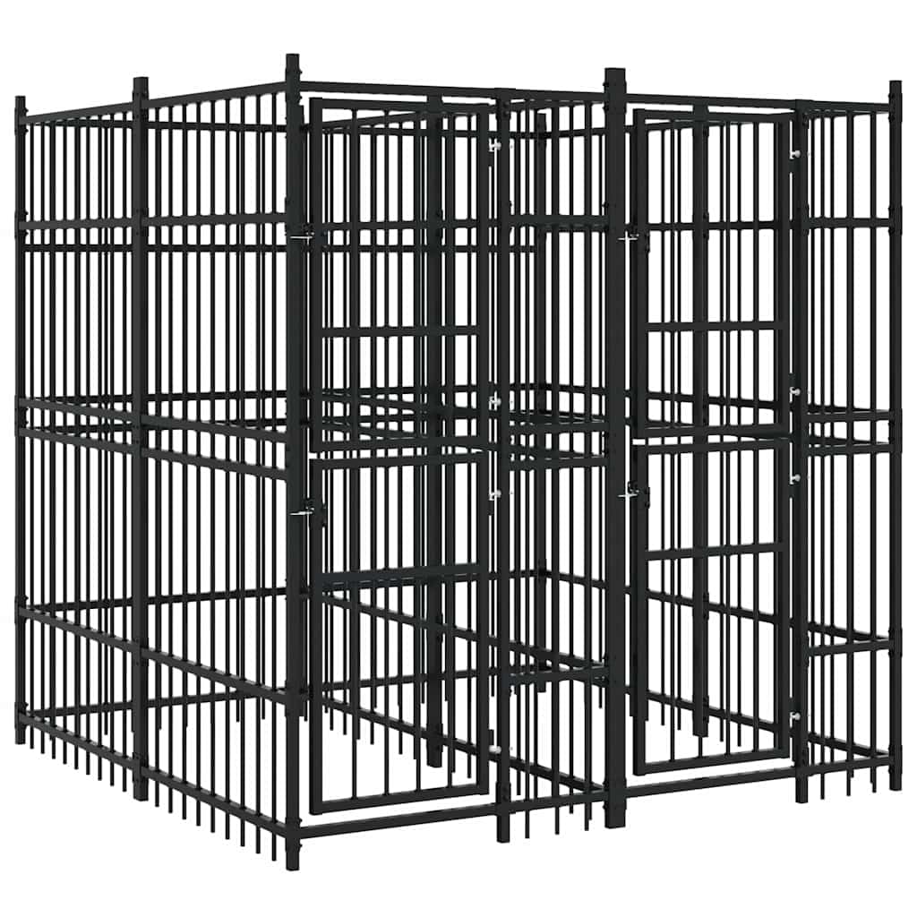 Heavy Duty Outdoor Dog Kennel Steel Playpen 189x75.6x78.7 in