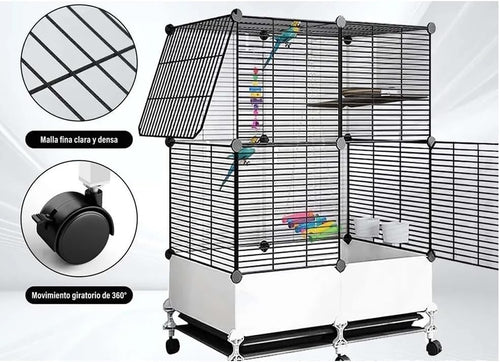 74 * 37 * 139cm Spacious Parrot Cage with Panoramic Views,
