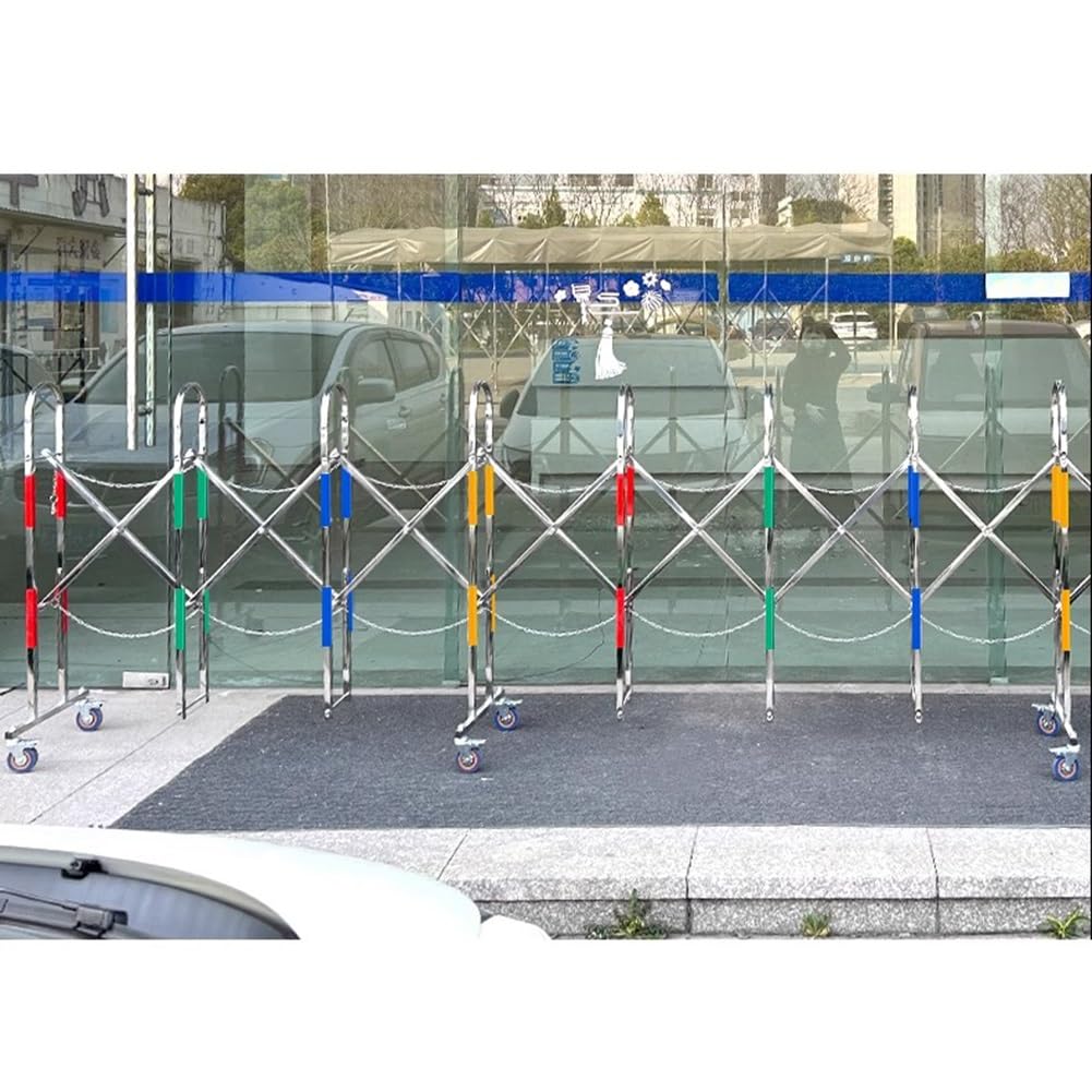 le Expandable Metal Bcade with Casters - Safe Ber Gate for Schools Kindergartens Shopping Malls - Portable Crowd Control Solut (1.2x10m)