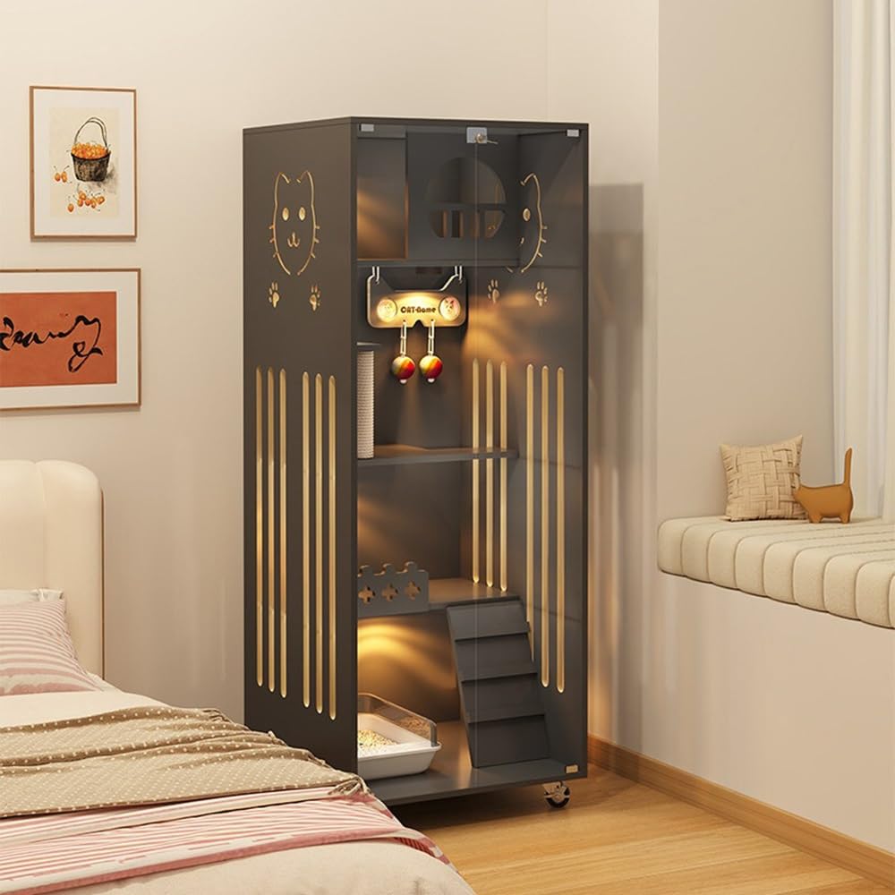 Luxury Pet House Stylish Cat Villa Premium Panorama Cat Cabinet Large for Home Use