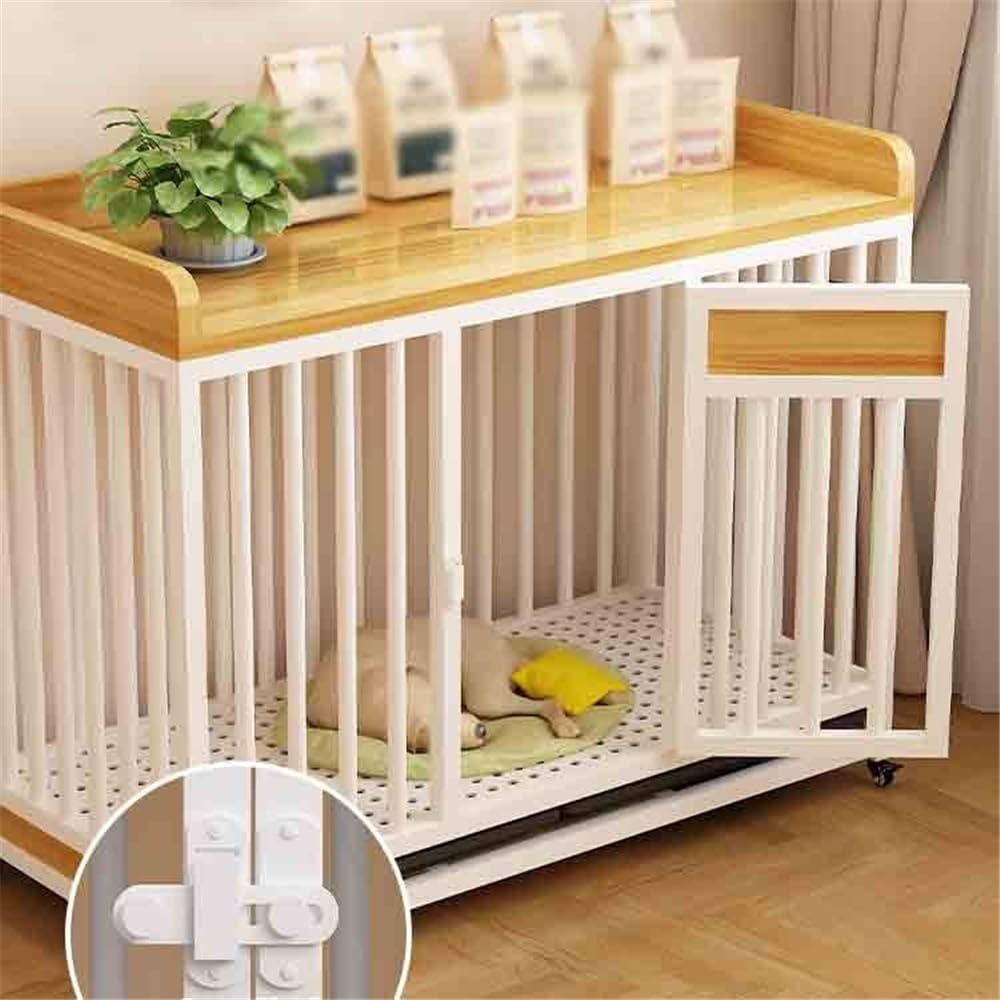Dog Kennel White/Black Dog Crate Pet Indoor Small & Medium with Litter Box Thickened & Reinforced Home Kennel for Home Use(White)