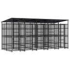 Steel Outdoor Dog Kennel with Roof 119 ft²